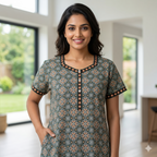 Pure Cotton A-Line Green Stock Nighty