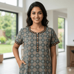 Pure Cotton A-Line Green Stock Nighty