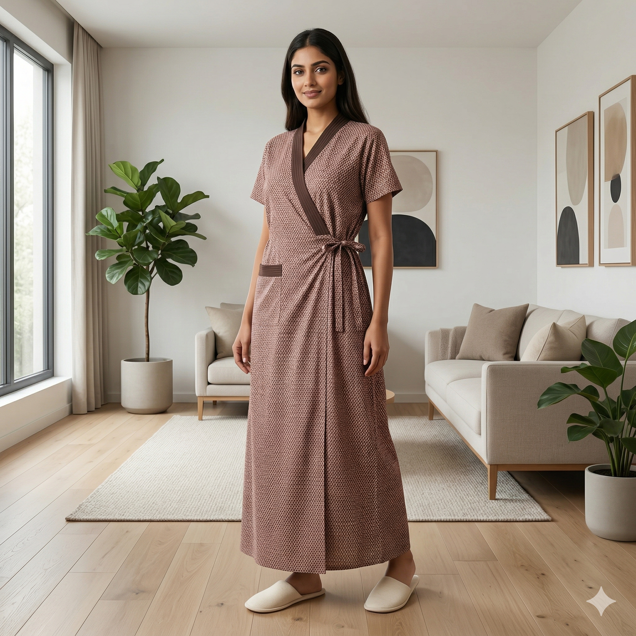 Bizzy Lizzy Light Brown Carnation Housecoat