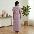 Pure Cotton Light Purple Peony Housecoat