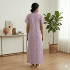 Pure Cotton Light Purple Peony Housecoat