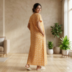 Pure Cotton A-Line Yellow Tulip Nighty