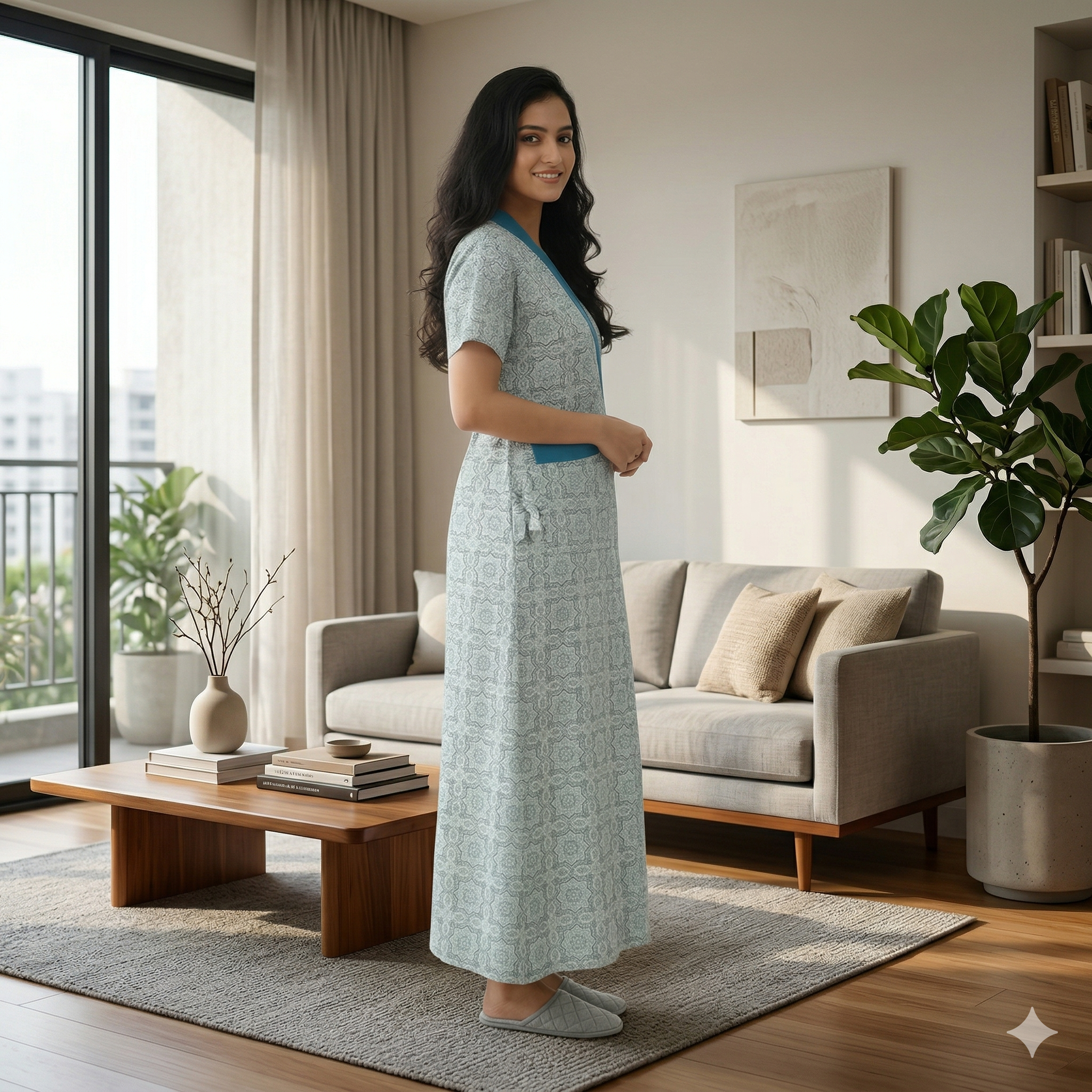 Bizzy Lizzy Sky Blue  Rose 2pc Set  Housecoat