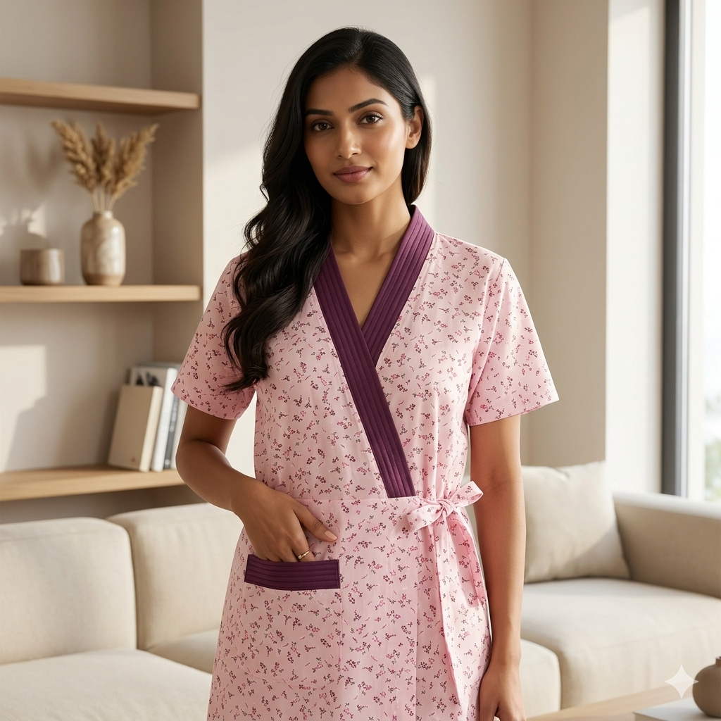 Bizzy Lizzy Light Pink Peony Housecoat