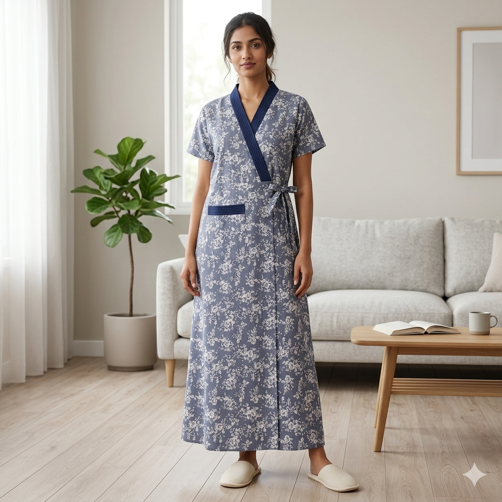 Bizzy Lizzy Powder Blue Carnation Housecoat