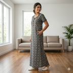Pure Cotton A-Line Green Stock Nighty