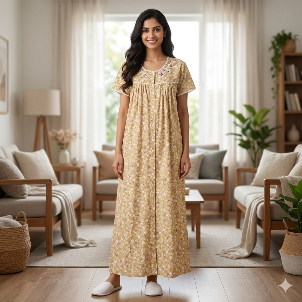 Bizzy Lizzy Yellow Orchid Front Open Nighty