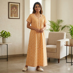 Pure Cotton A-Line Yellow Tulip Nighty