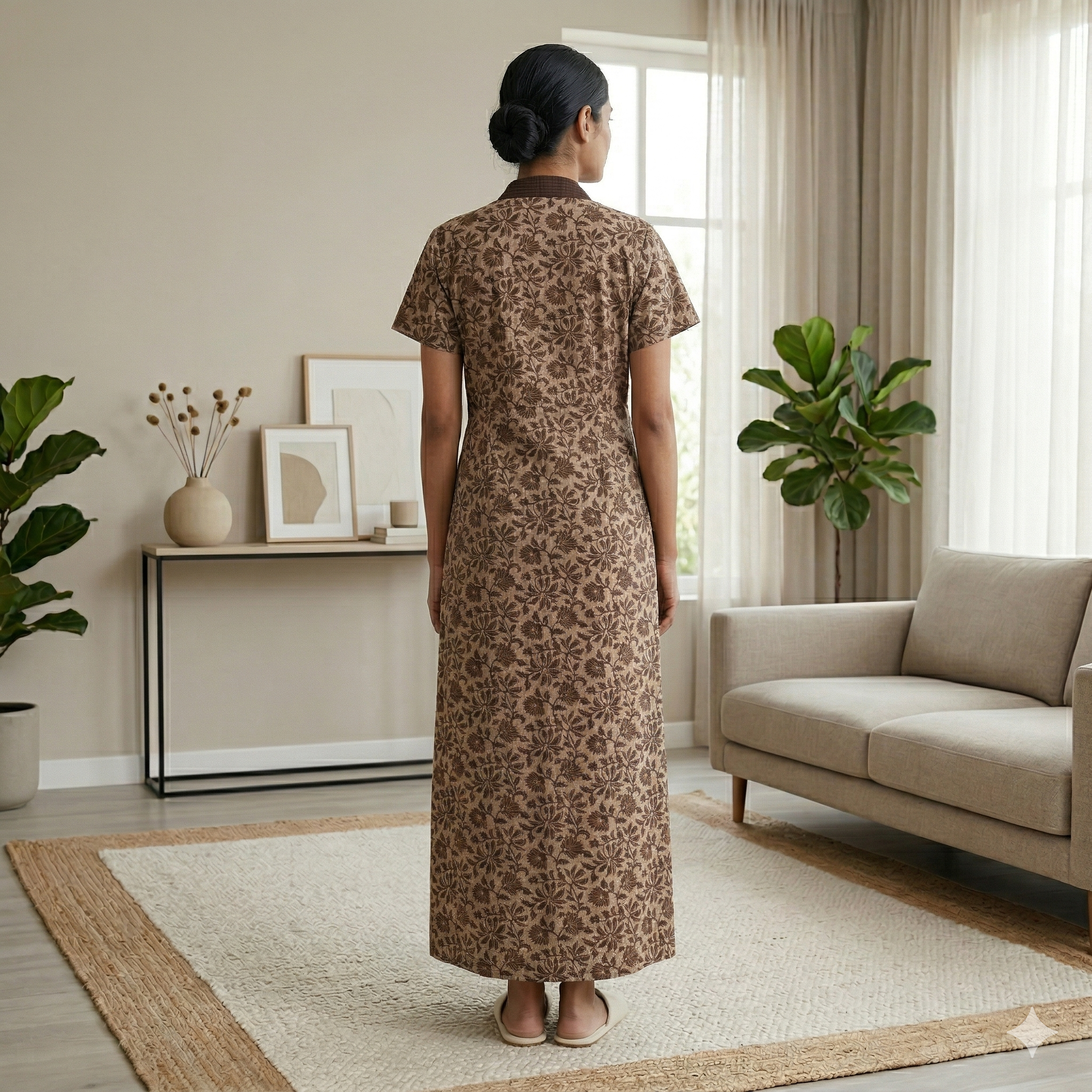 Bizzy Lizzy Light Brown Peony Housecoat