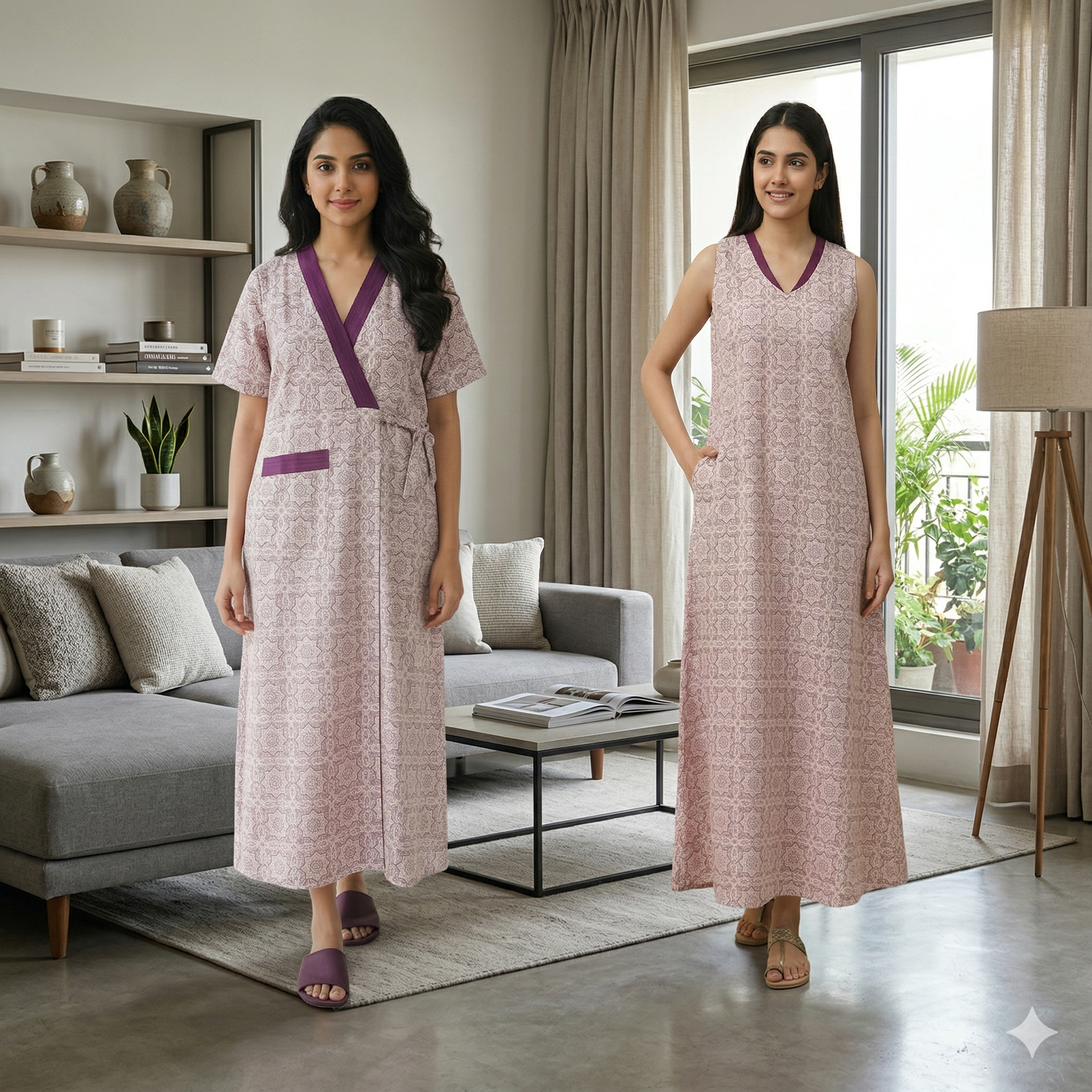 Bizzy Lizzy Purple Rose 2pc Set  Housecoat