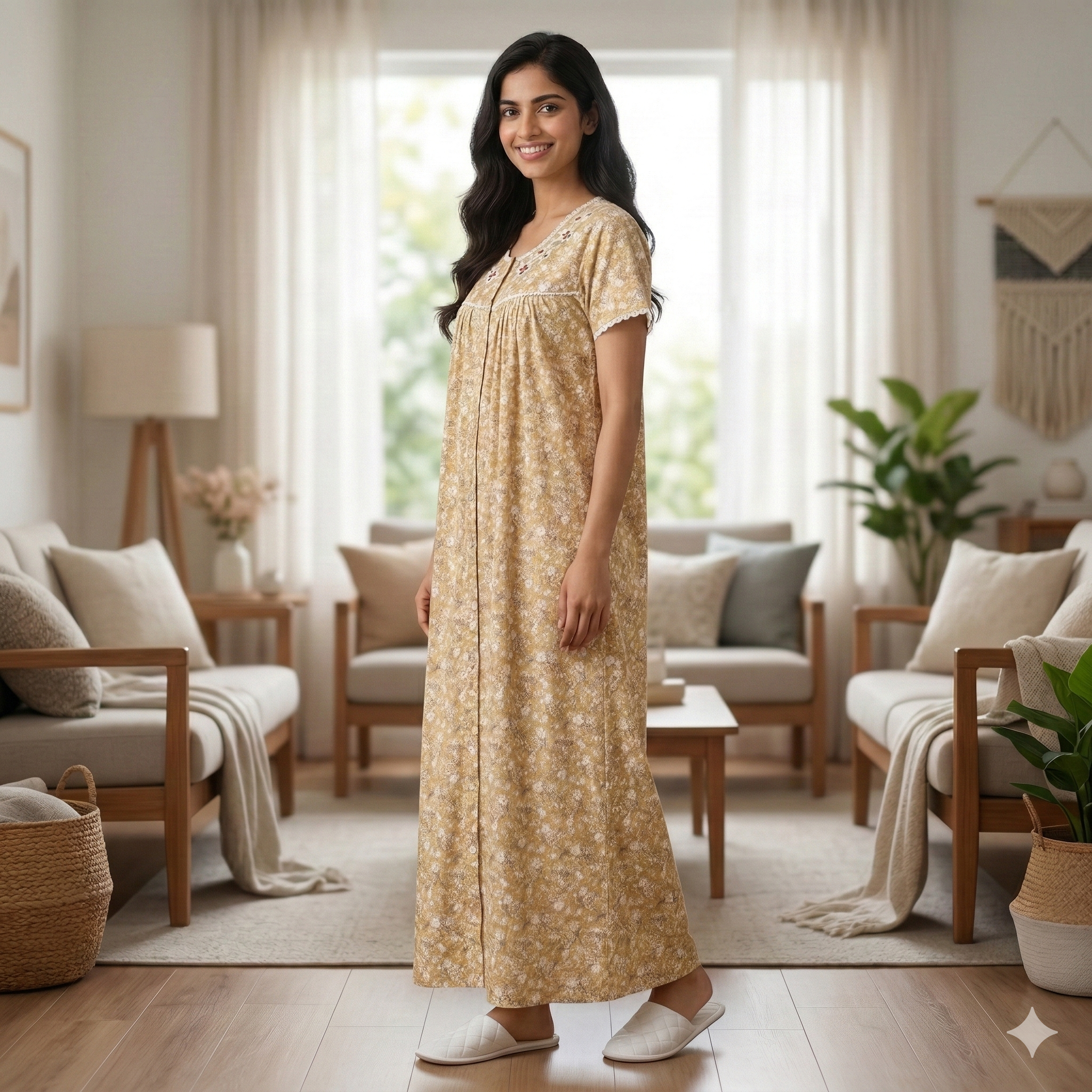 Bizzy Lizzy Yellow Orchid Front Open Nighty