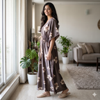 Satin Grey Daisy Kaftan Nighty