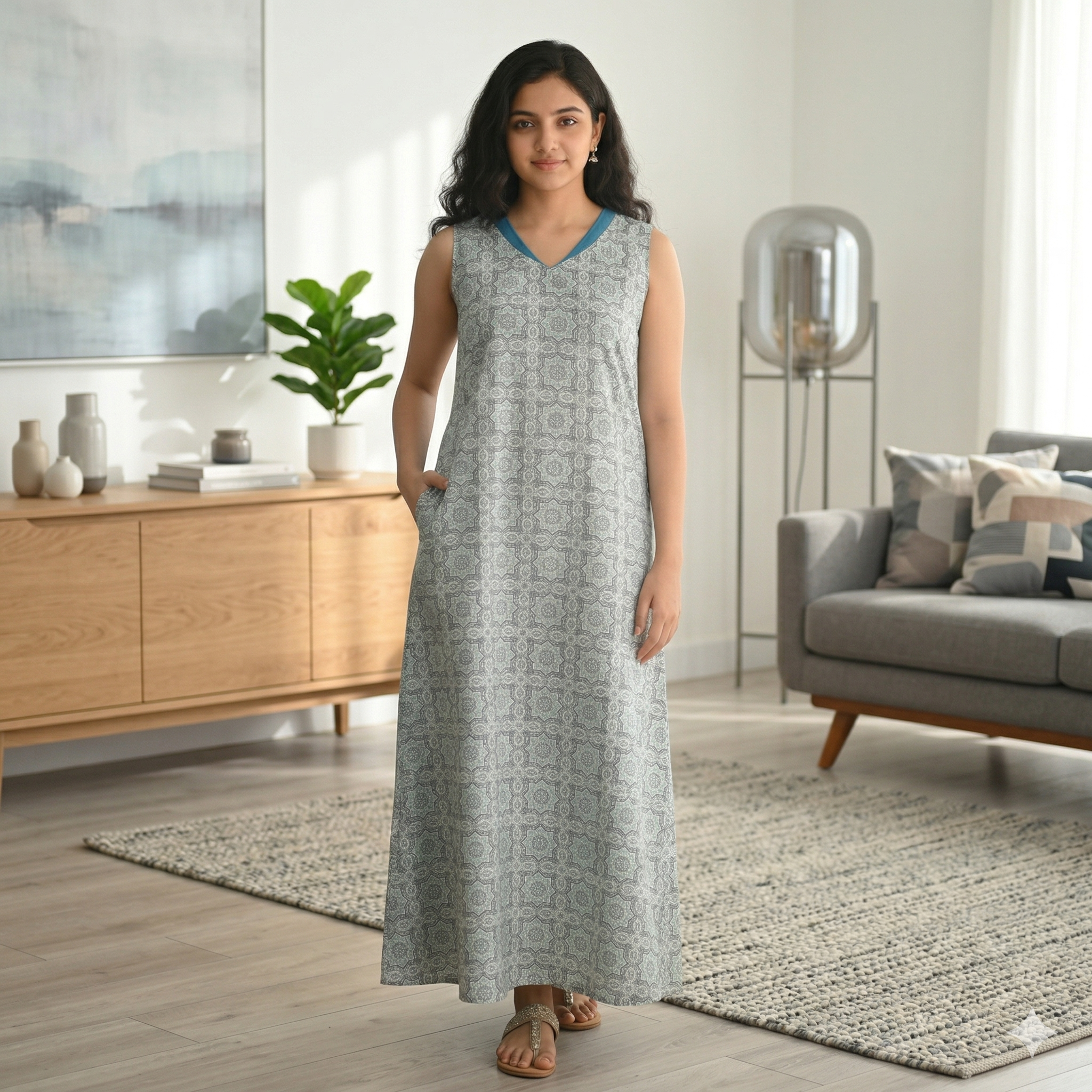 Bizzy Lizzy Sky Blue  Rose 2pc Set  Housecoat