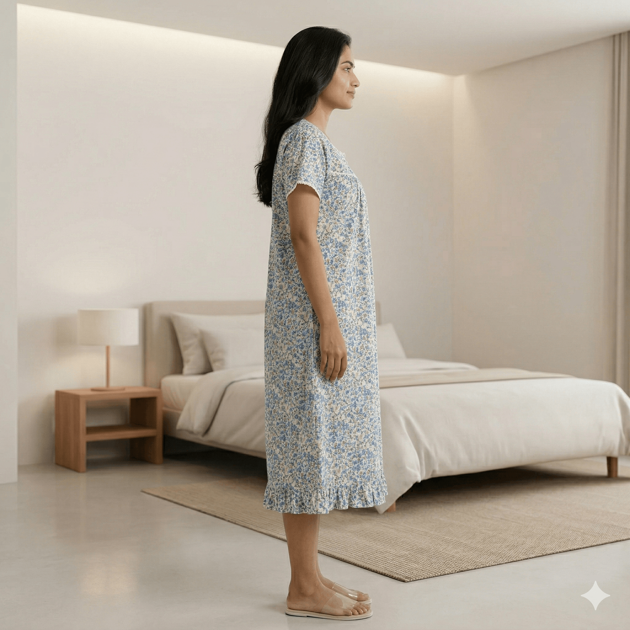 Bizzy Lizzy Blue Lotus Yolkcut Short Nighty