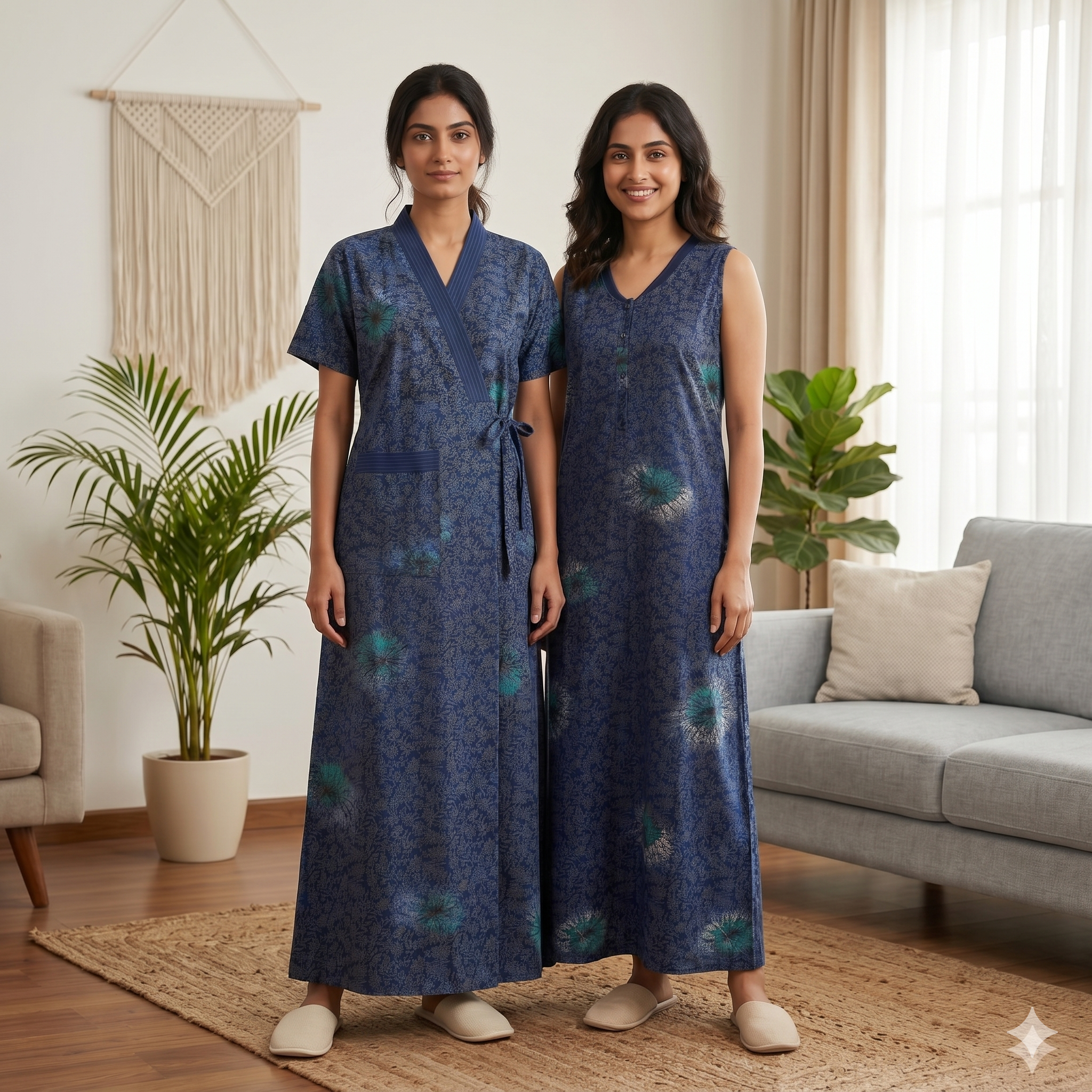 Bizzy Lizzy Navy Blue Stock 2pc Set Housecoat
