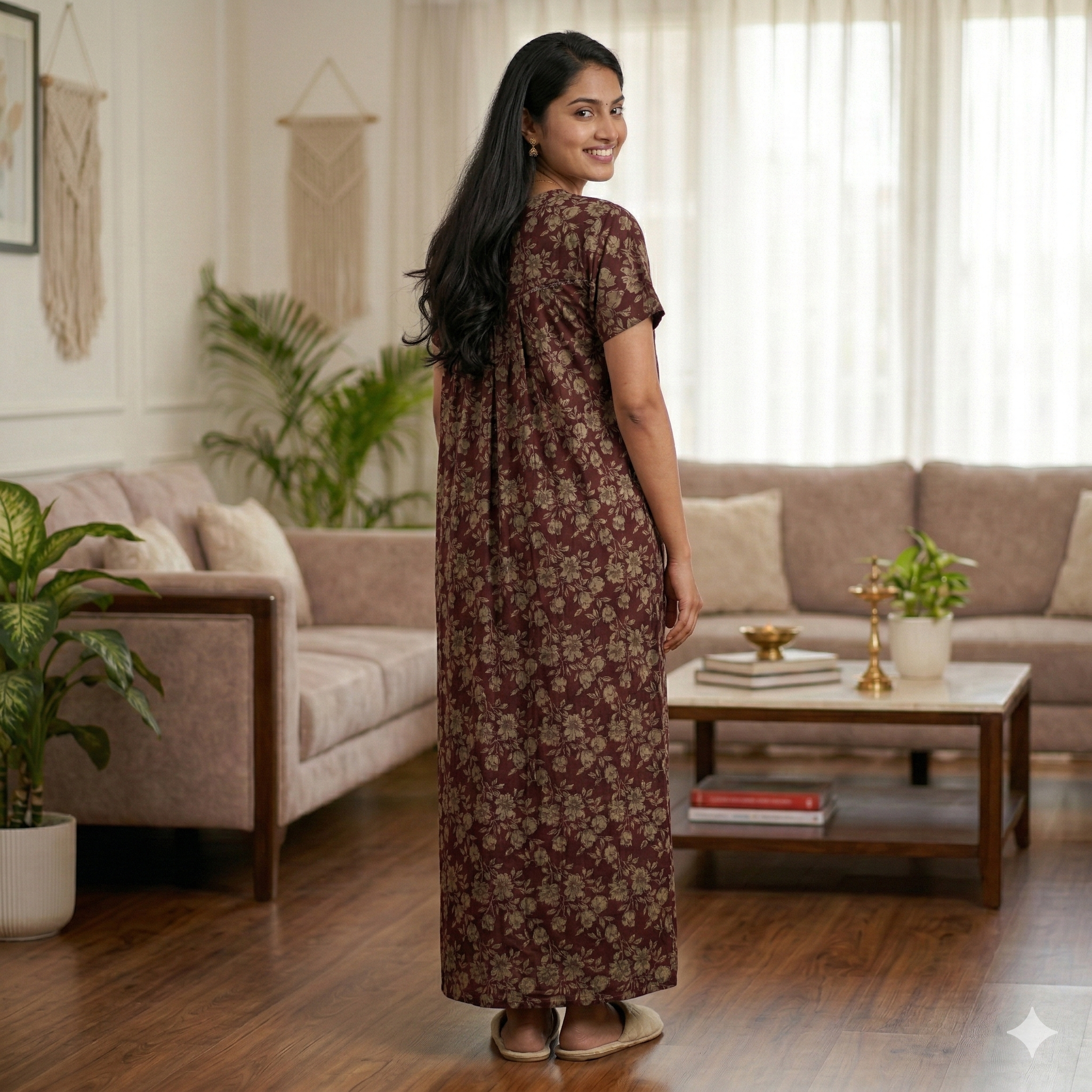 Bizzy Lizzy Maroon Cosmos Front Open Nighty