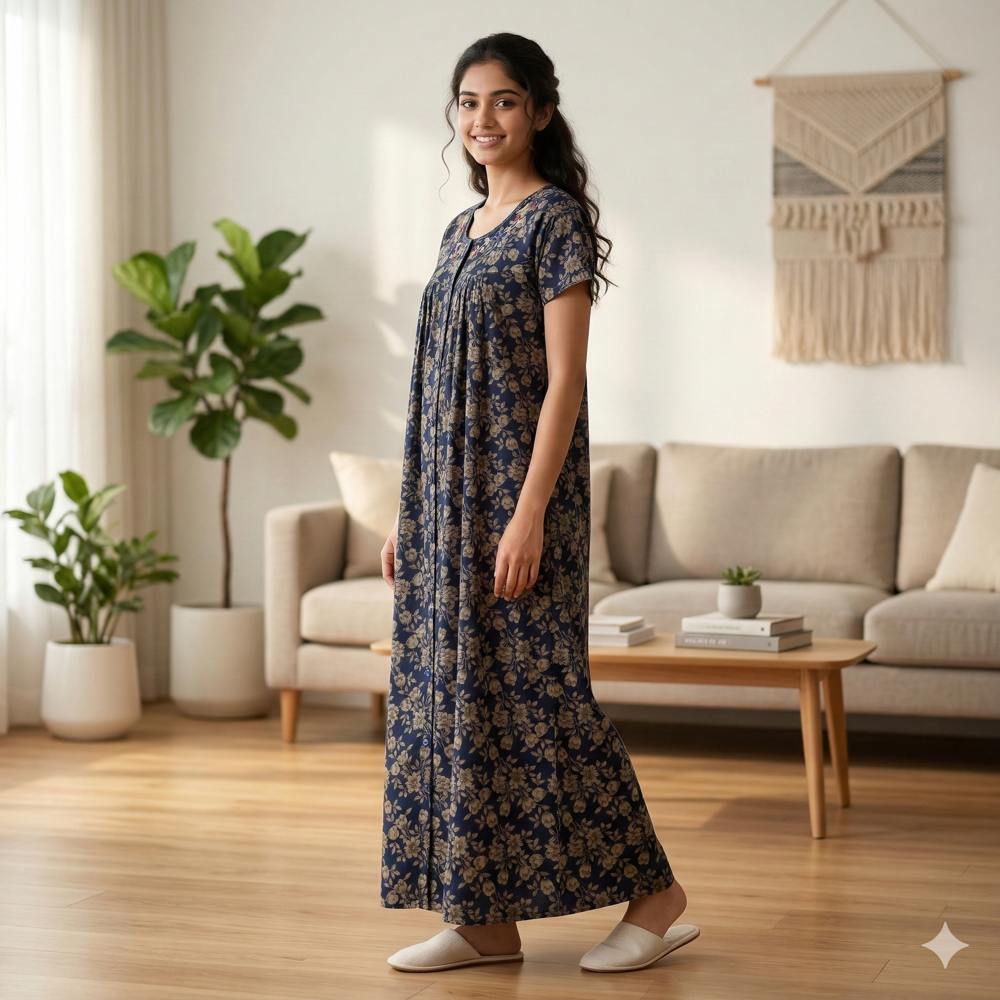 Bizzy Lizzy Navy Blue Cosmos Front Open Nighty