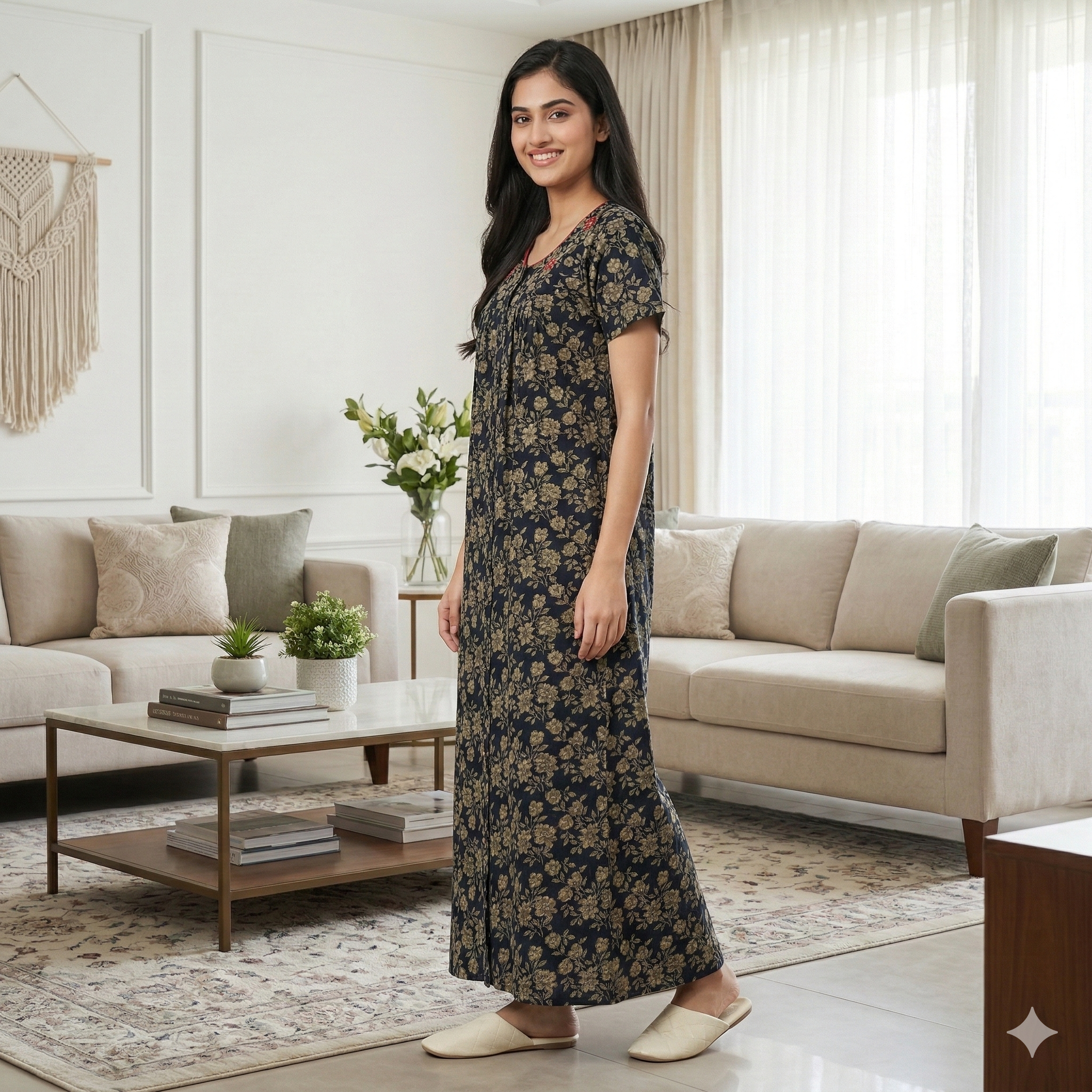 Bizzy Lizzy Black Cosmos Front Open Nighty