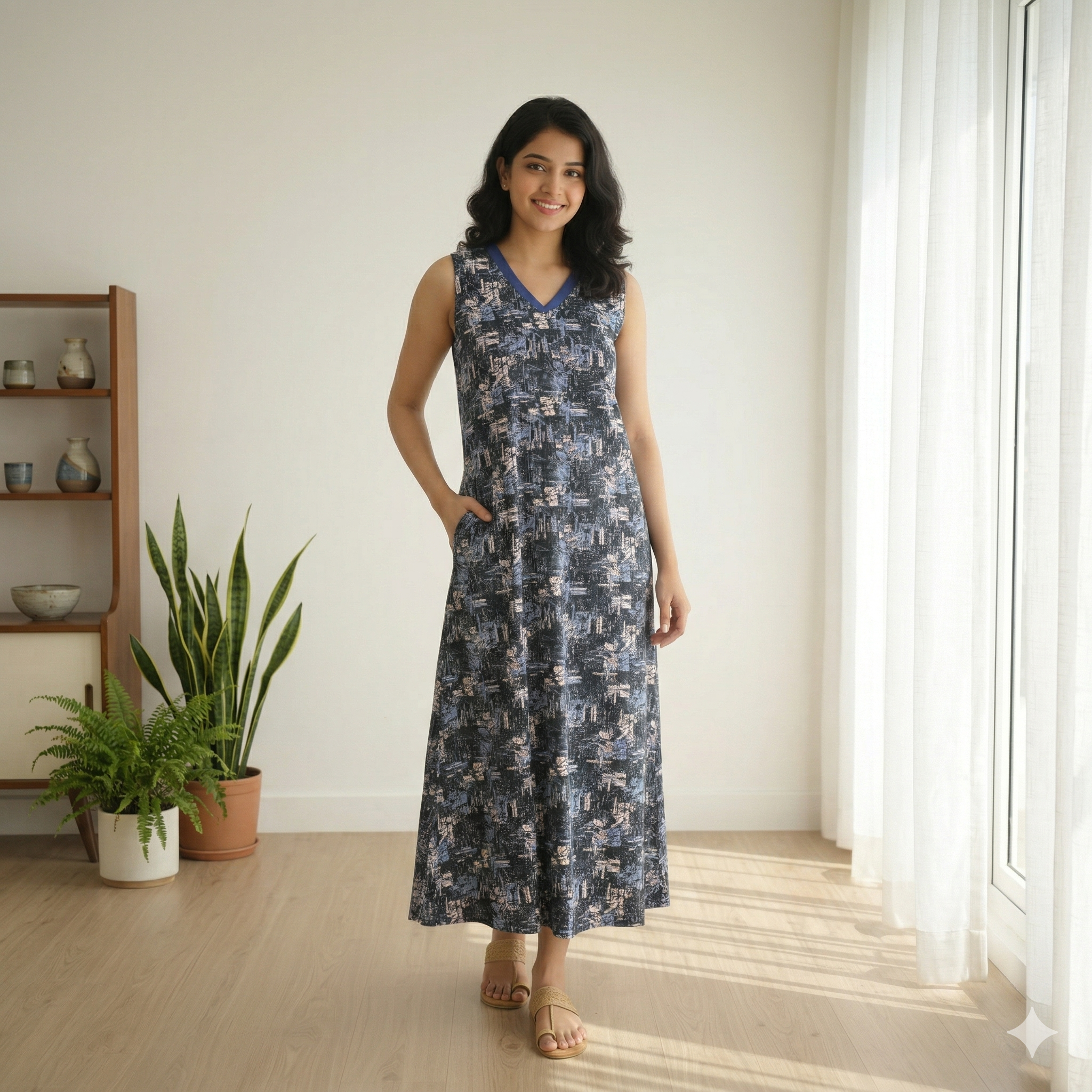 Bizzy Lizzy Vavy Blue Carnation 2pc Set  Housecoat