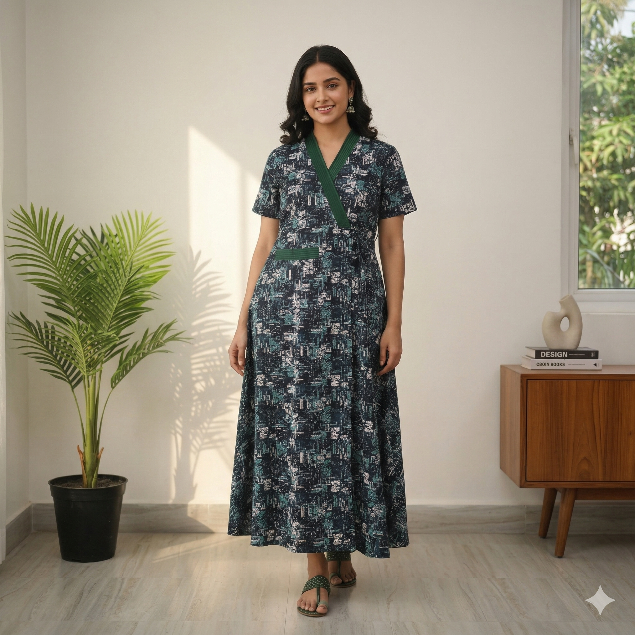 Bizzy Lizzy Green Carnation 2pc Set  Housecoat