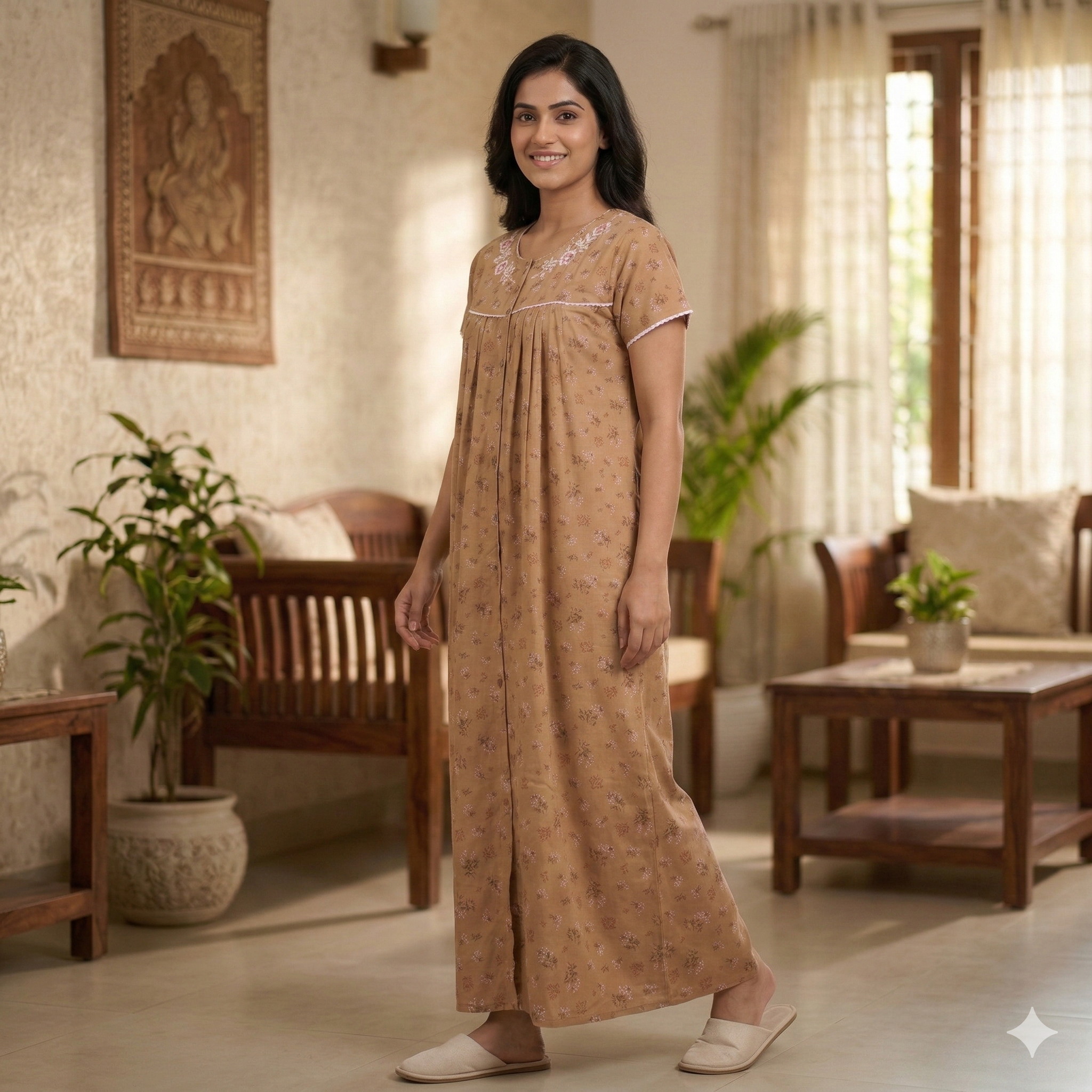 Bizzy Lizzy Yellow Peony Front Open Nighty