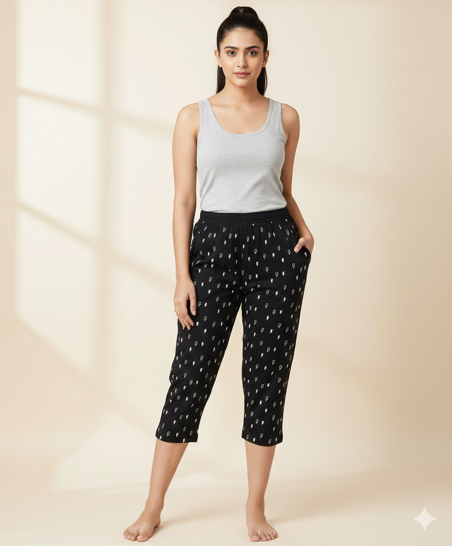 Premium Cotton Hosiery  3/4 Length Capri