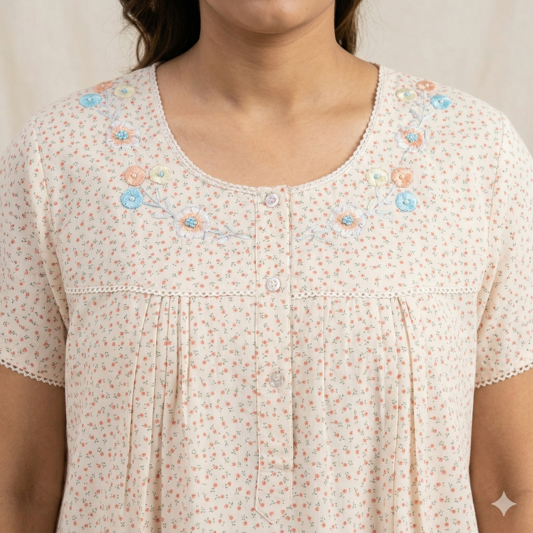 Brasso Peach Lotus Yolkcut Short Nighty