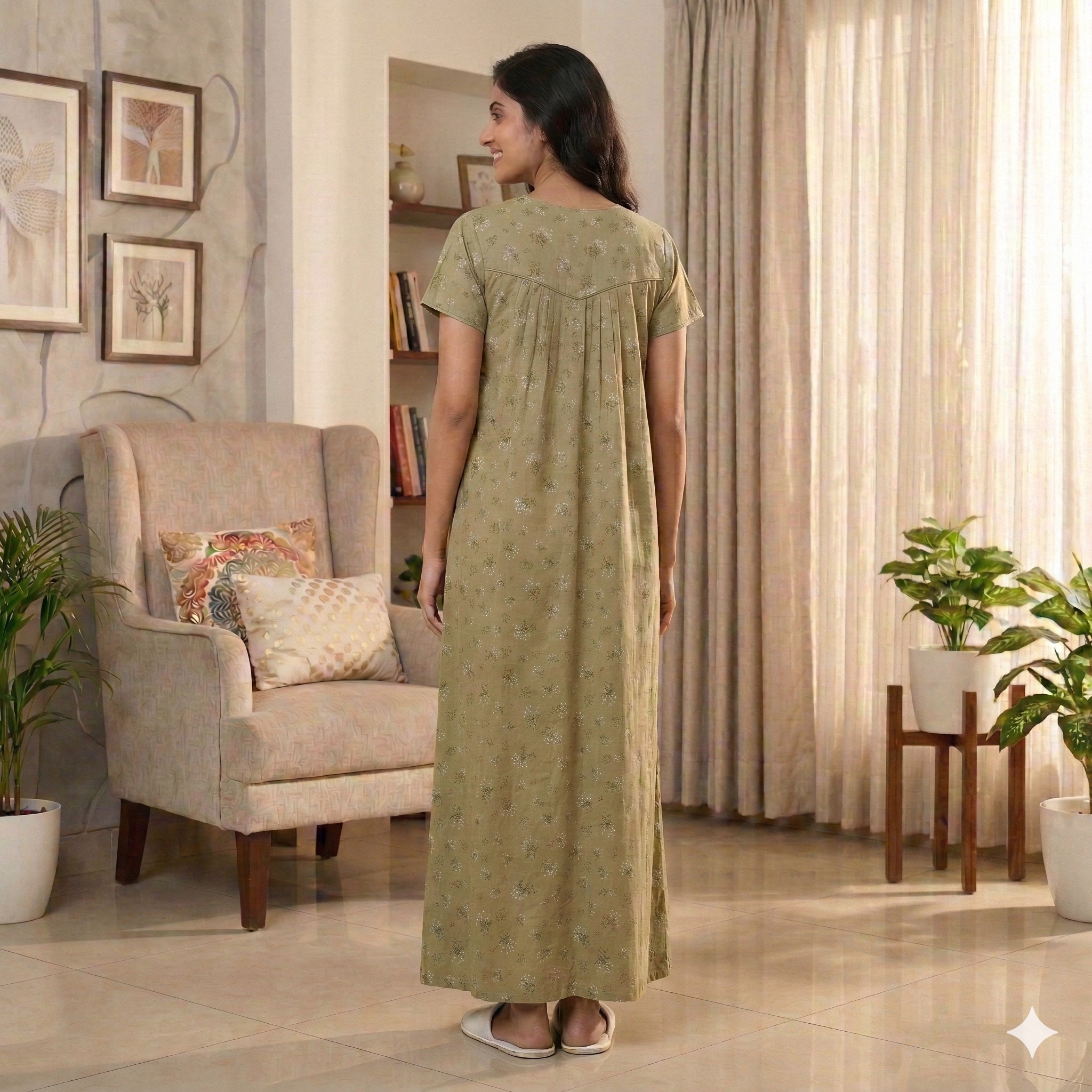 Bizzy Lizzy Saga Green Peony Front Open Nighty