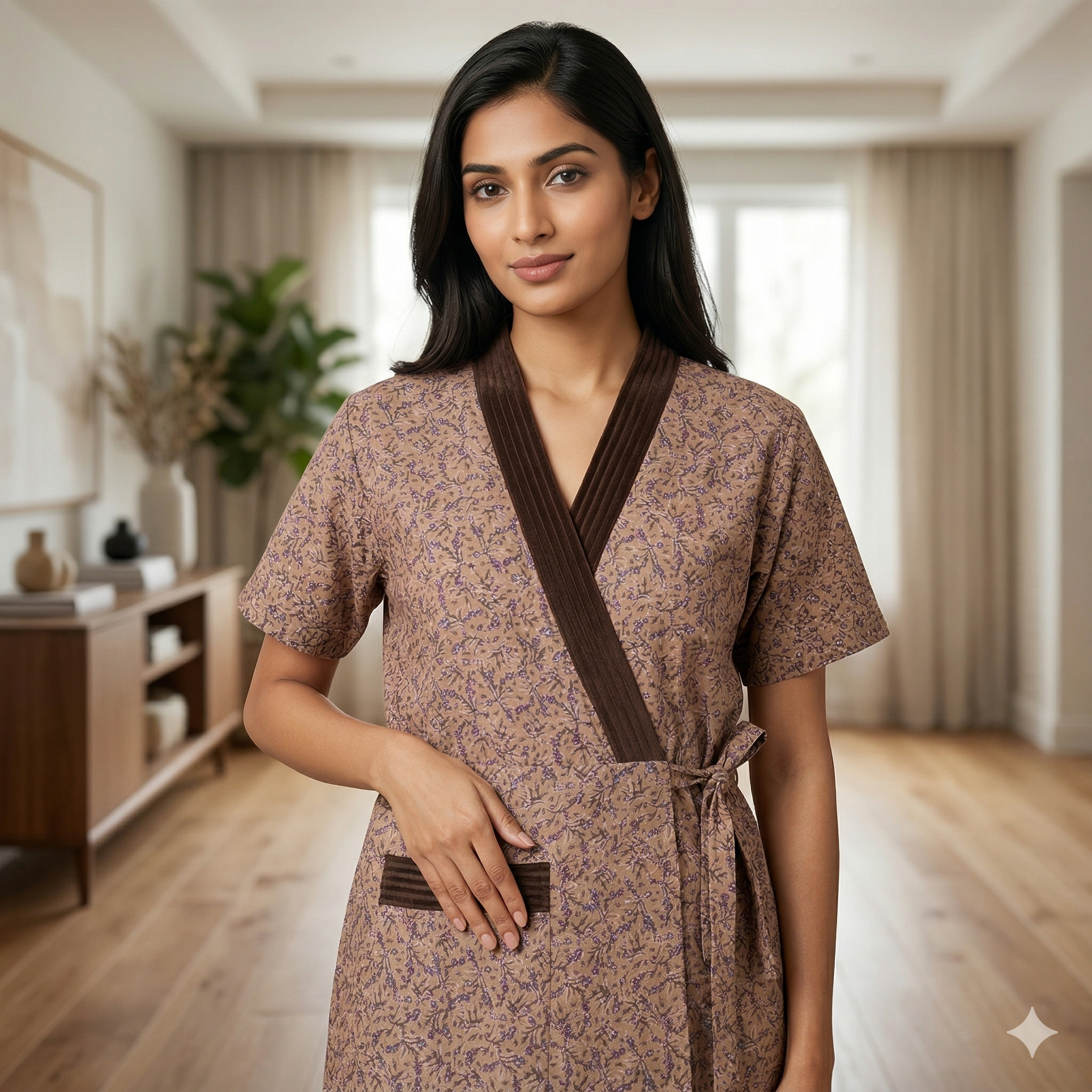 Bizzy Lizzy Brown Carnation Housecoat