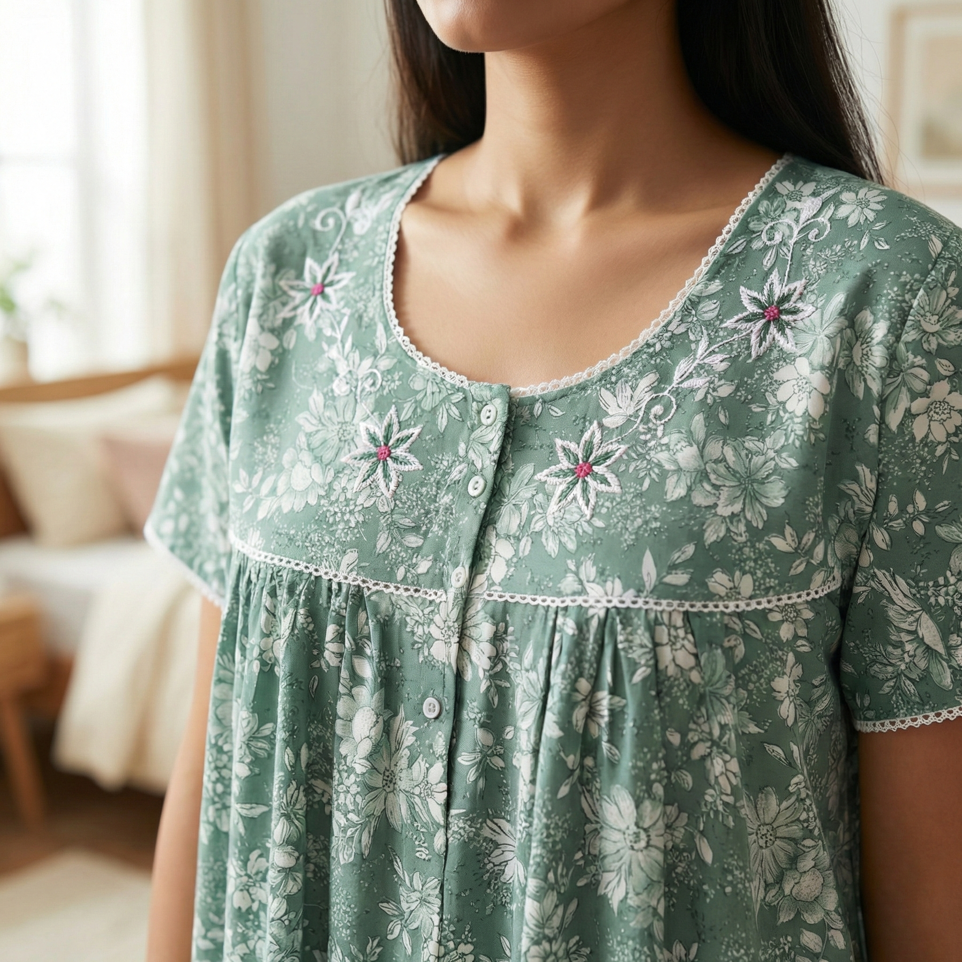 Bizzy Lizzy Poly Cotton Front Open Nighty