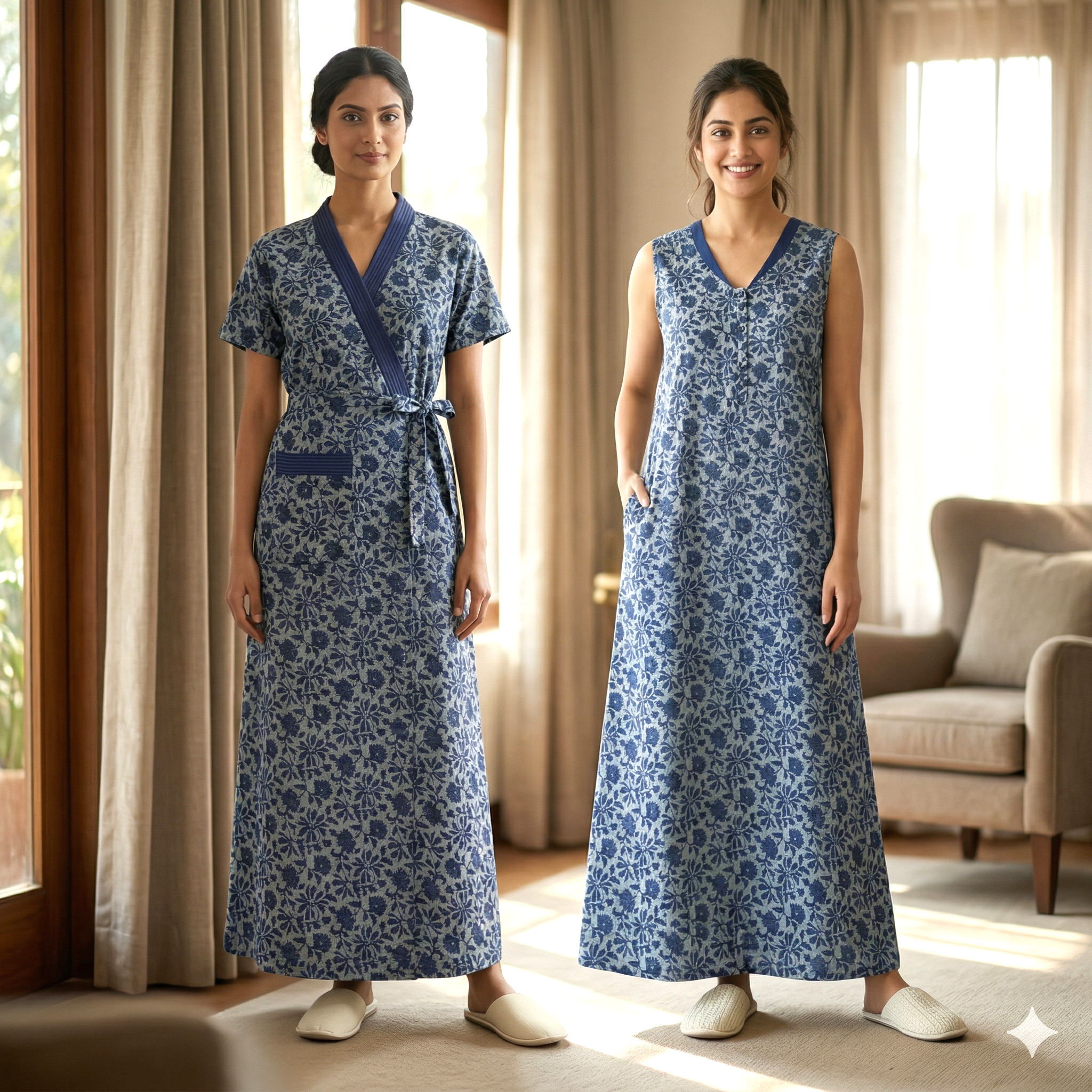 Bizzy Lizzy Blue Tulip 2pc Set  Housecoat