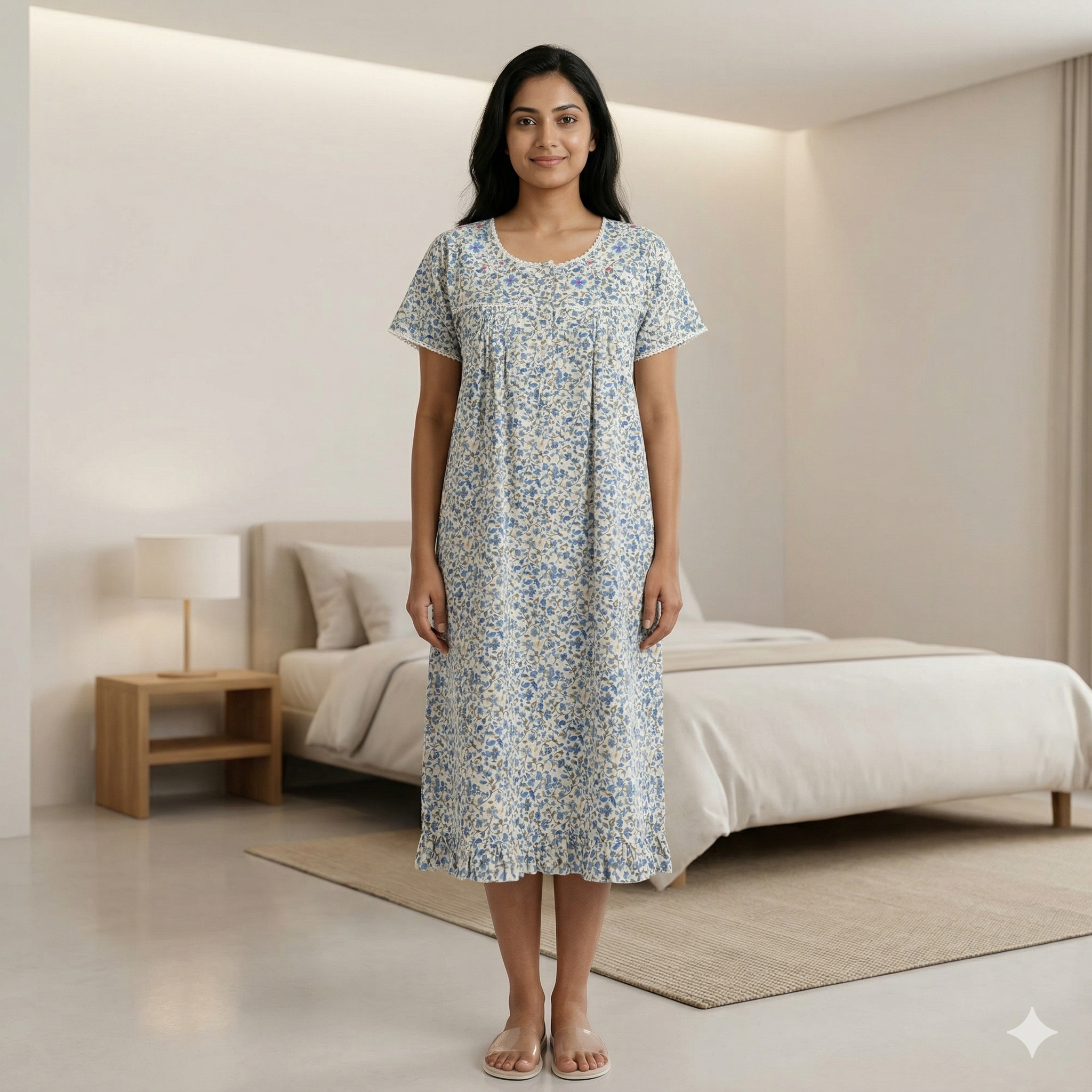 Bizzy Lizzy Blue Lotus Yolkcut Short Nighty