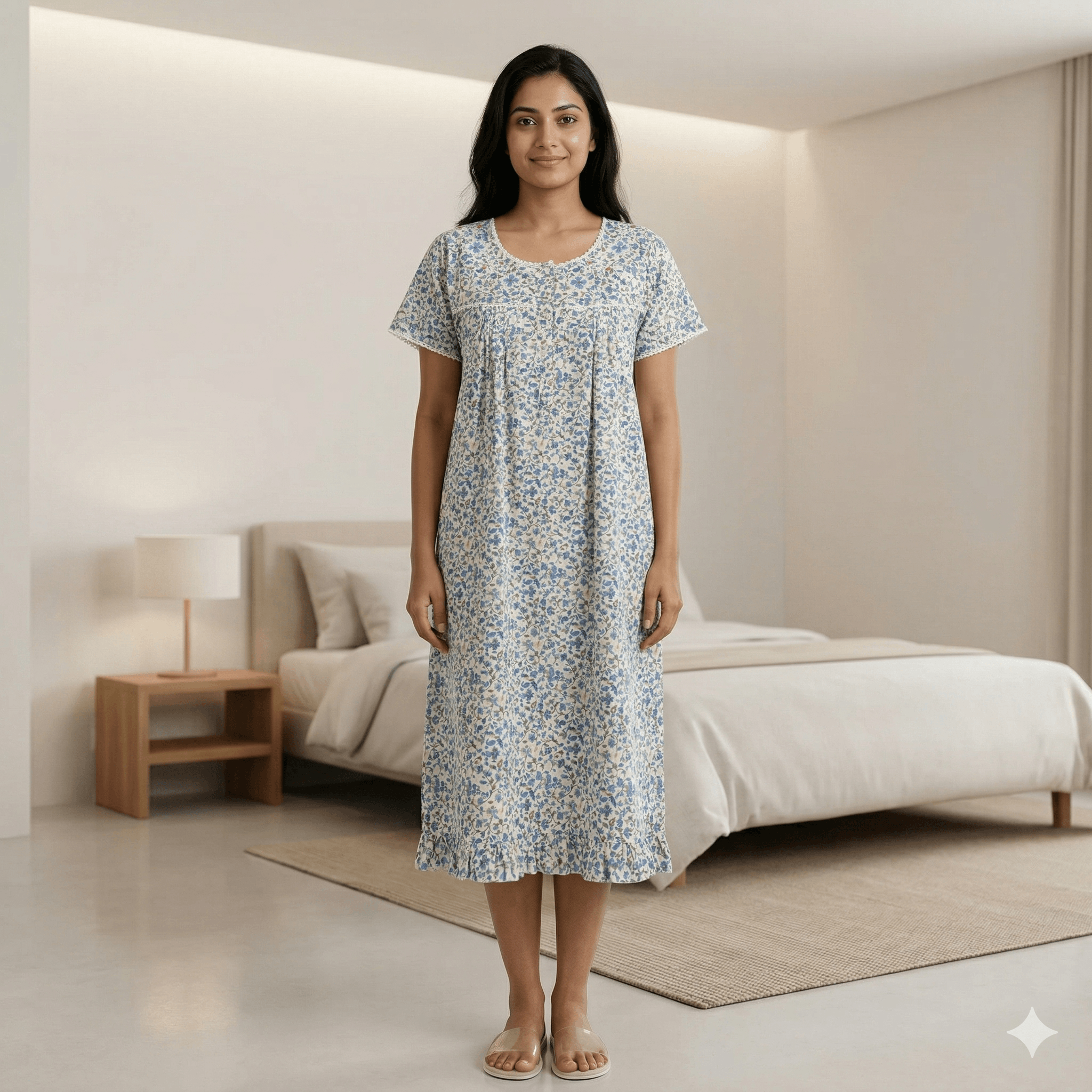Bizzy Lizzy Blue Lotus Yolkcut Short Nighty