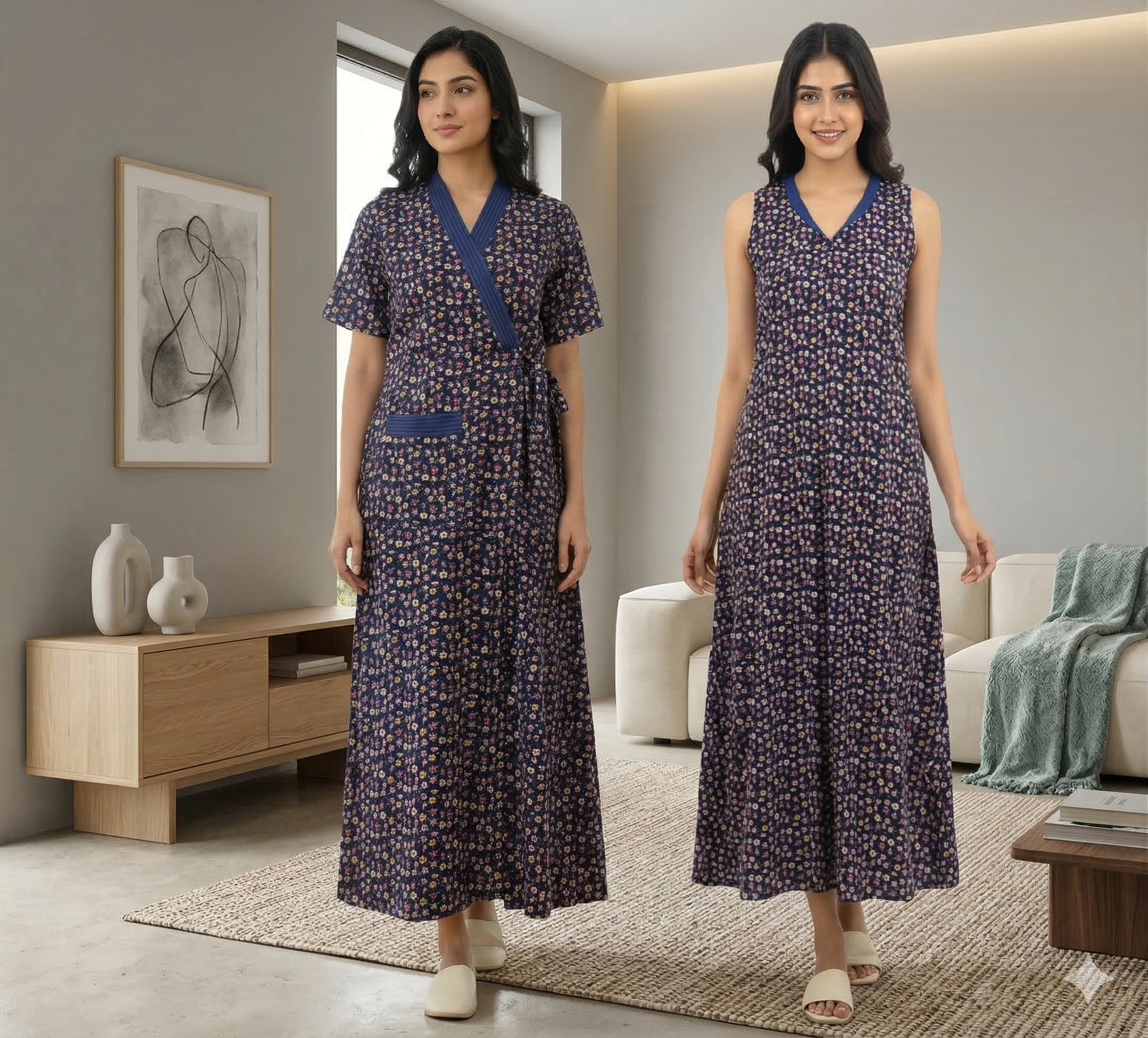 Bizzy Lizzy Blue Carnation 2pc Set  Housecoat