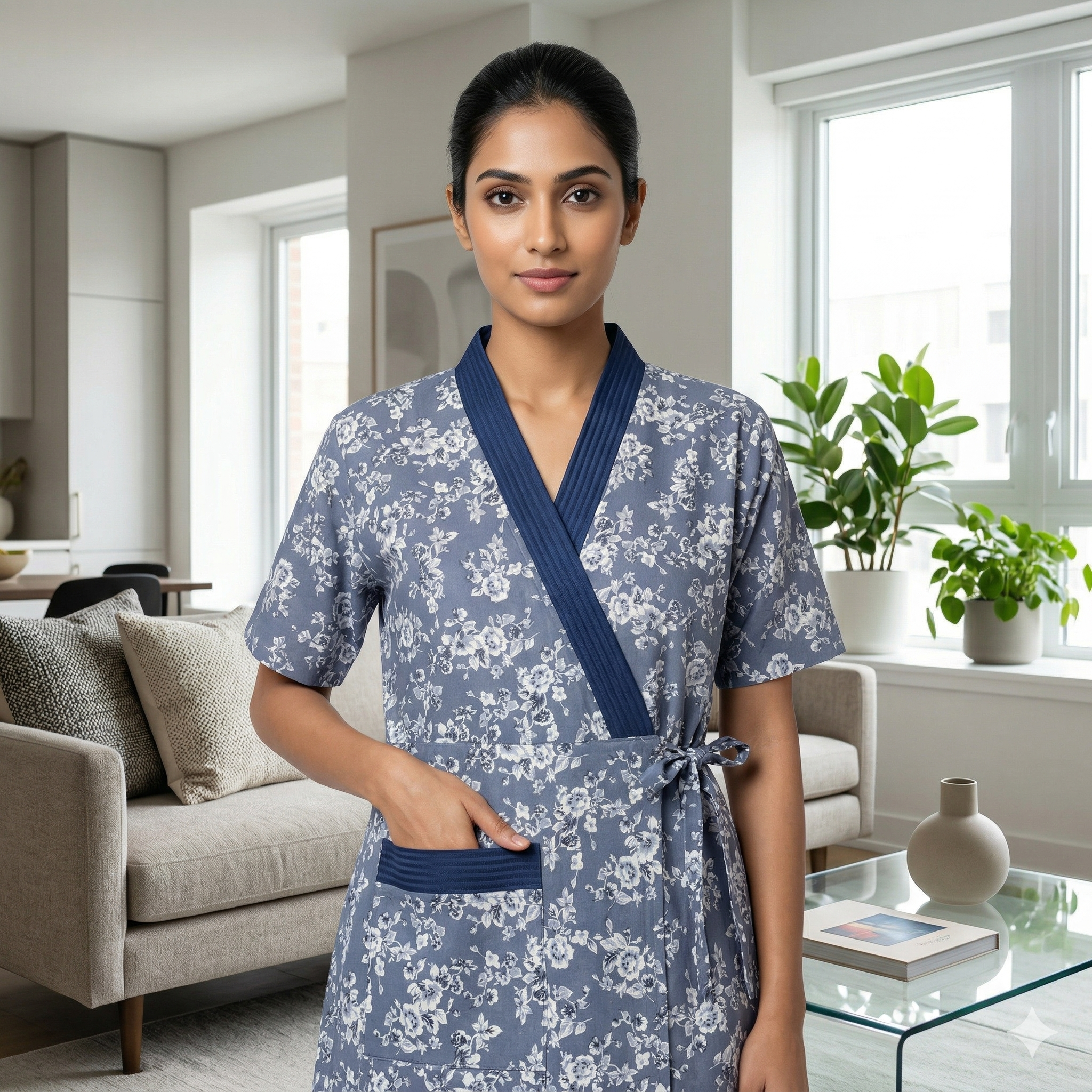 Bizzy Lizzy Powder Blue Carnation Housecoat