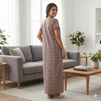 Pure Cotton A-Line Dusky Brown Stock Nighty