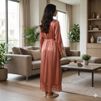Satin Light Orange Daffodils 2pc Set Housecoat