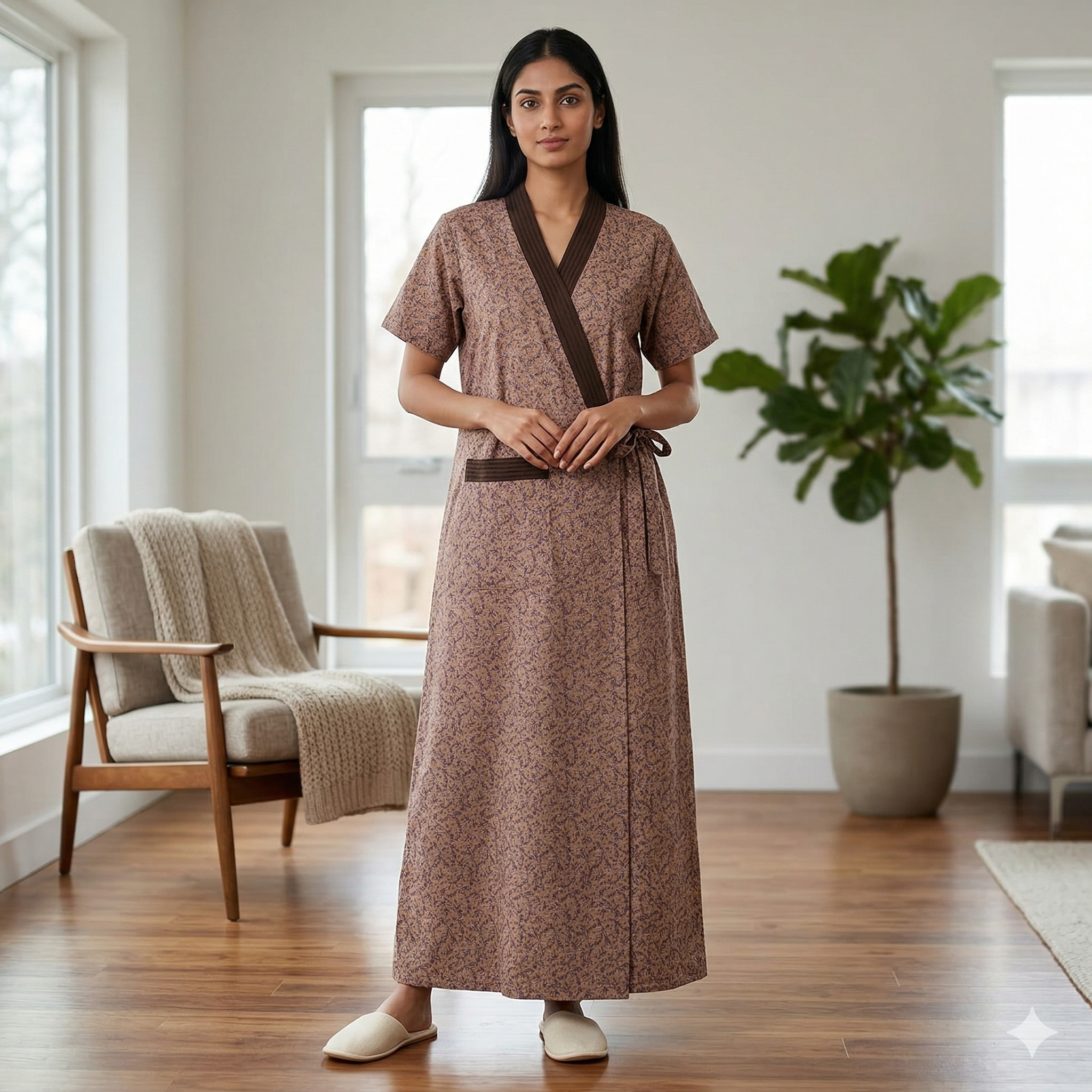 Bizzy Lizzy Brown Carnation Housecoat