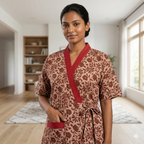 Bizzy Lizzy Grayish Red Peony Housecoat