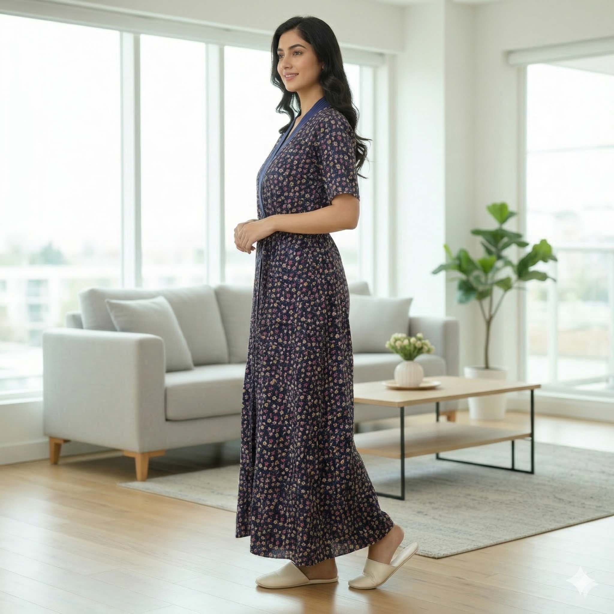 Bizzy Lizzy Blue Carnation 2pc Set  Housecoat