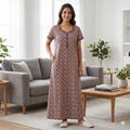 Pure Cotton A-Line Dusky Brown Stock Nighty