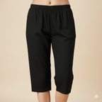 Cotton Hosiery Black Plain Diamond Capri