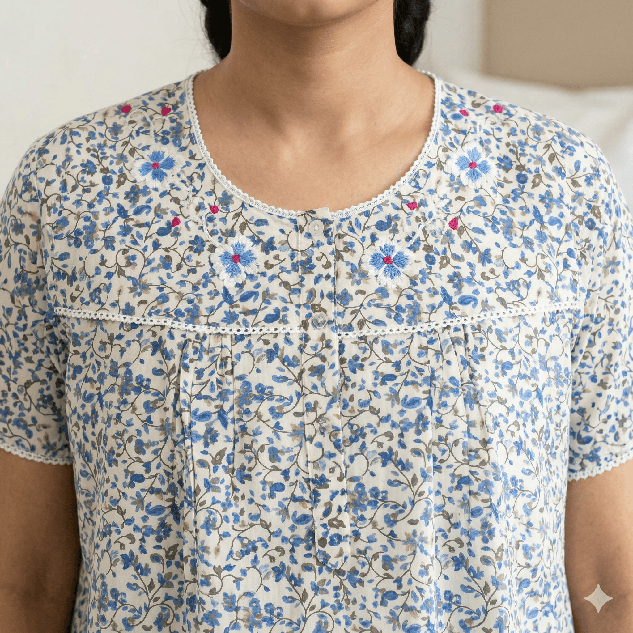 Bizzy Lizzy Blue Lotus Yolkcut Short Nighty