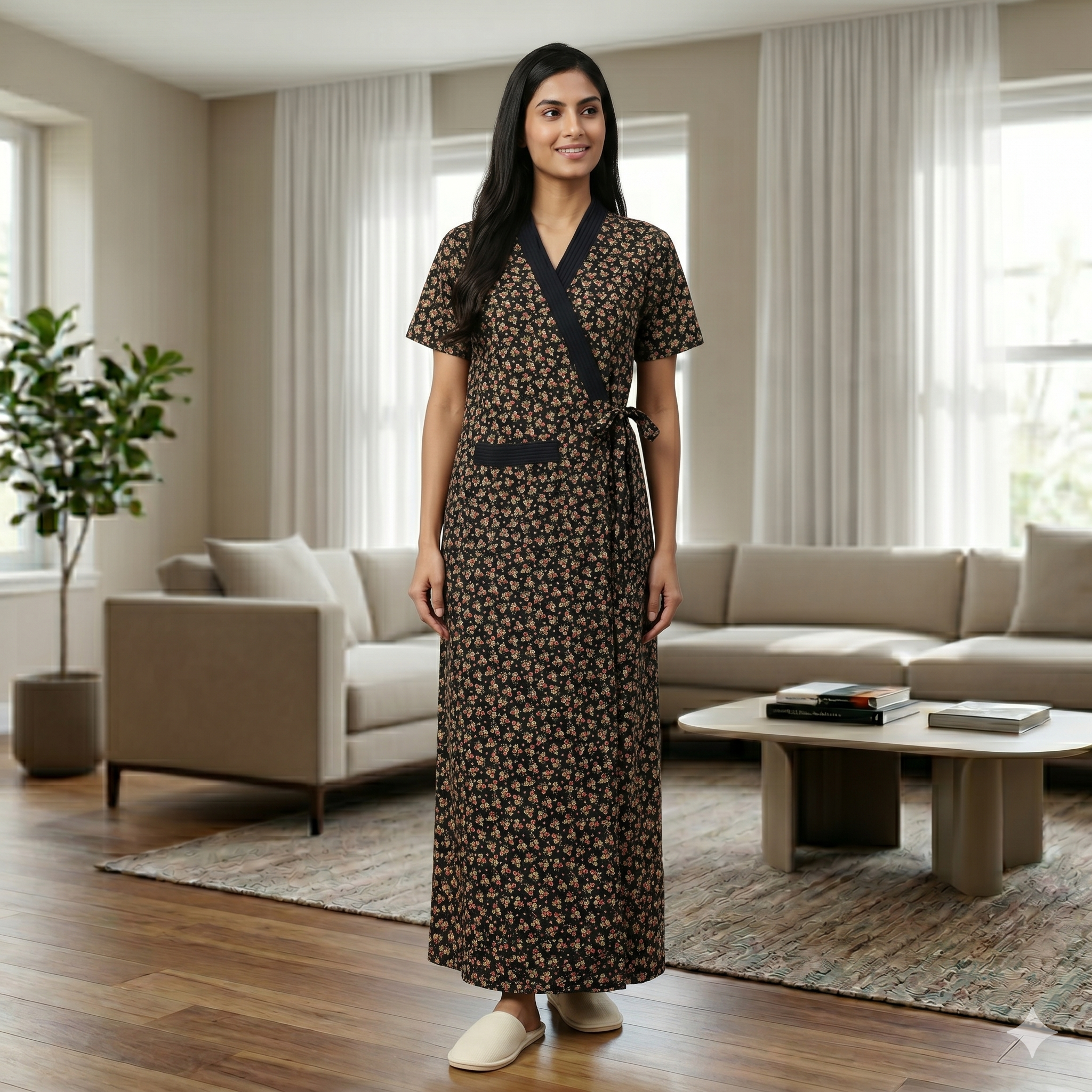 Bizzy Lizzy Black Peony Housecoat