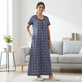 Pure Cotton A-Line Deep Blue Stock Nighty