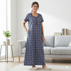 Pure Cotton A-Line Deep Blue Stock Nighty