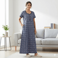 Pure Cotton A-Line Deep Blue Stock Nighty
