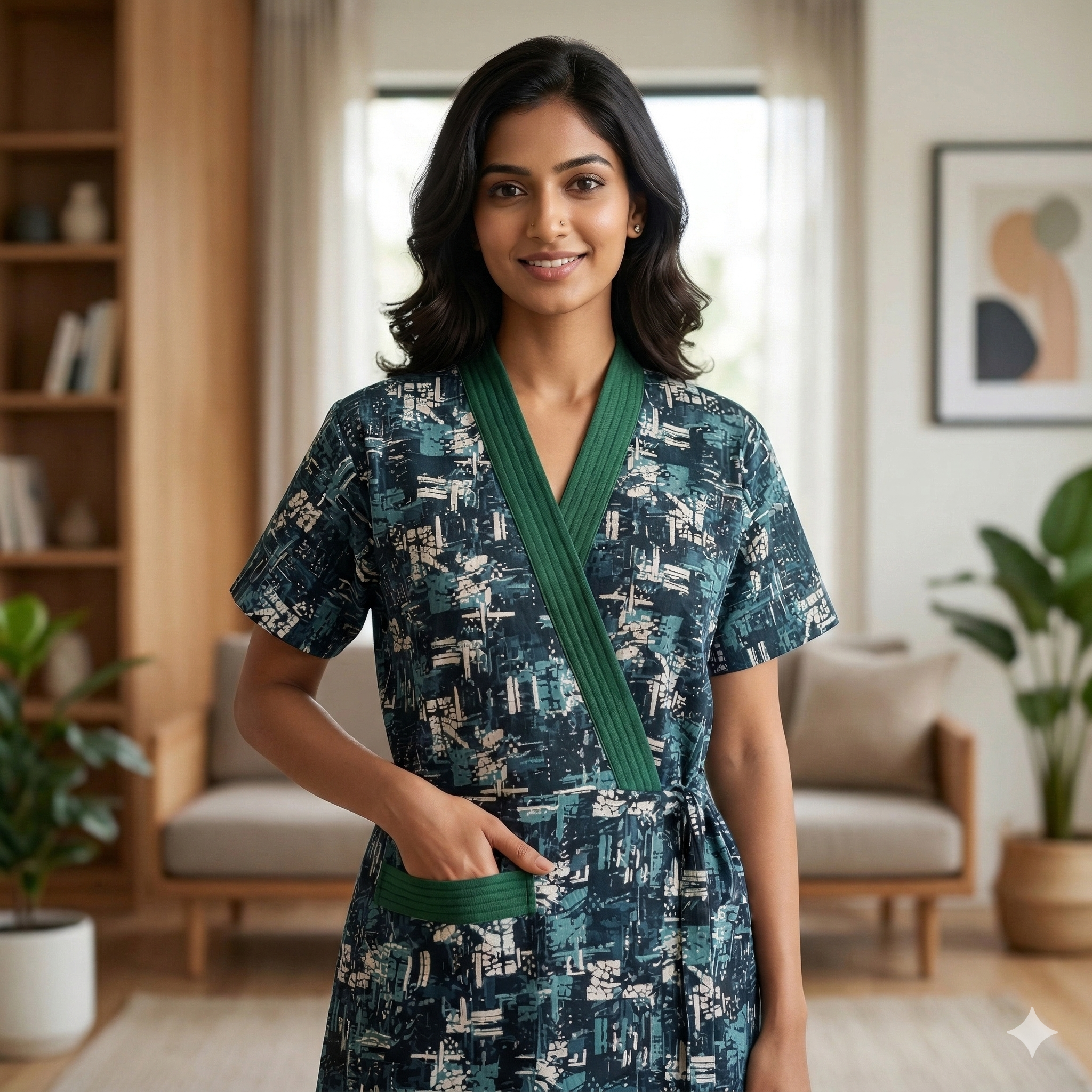 Bizzy Lizzy Green Carnation 2pc Set  Housecoat