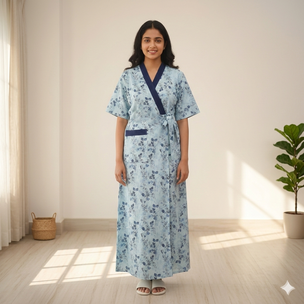 Bizzy Lizzy Blue Leaves Housecoat