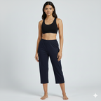 Cotton Hosiery Navy Plain Diamond Capri